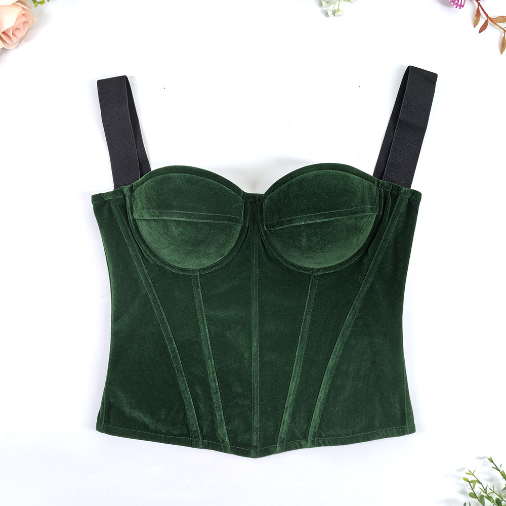 Womens Velvet Bustier Corset Top Body Shaper for Slimming Night Party Wear